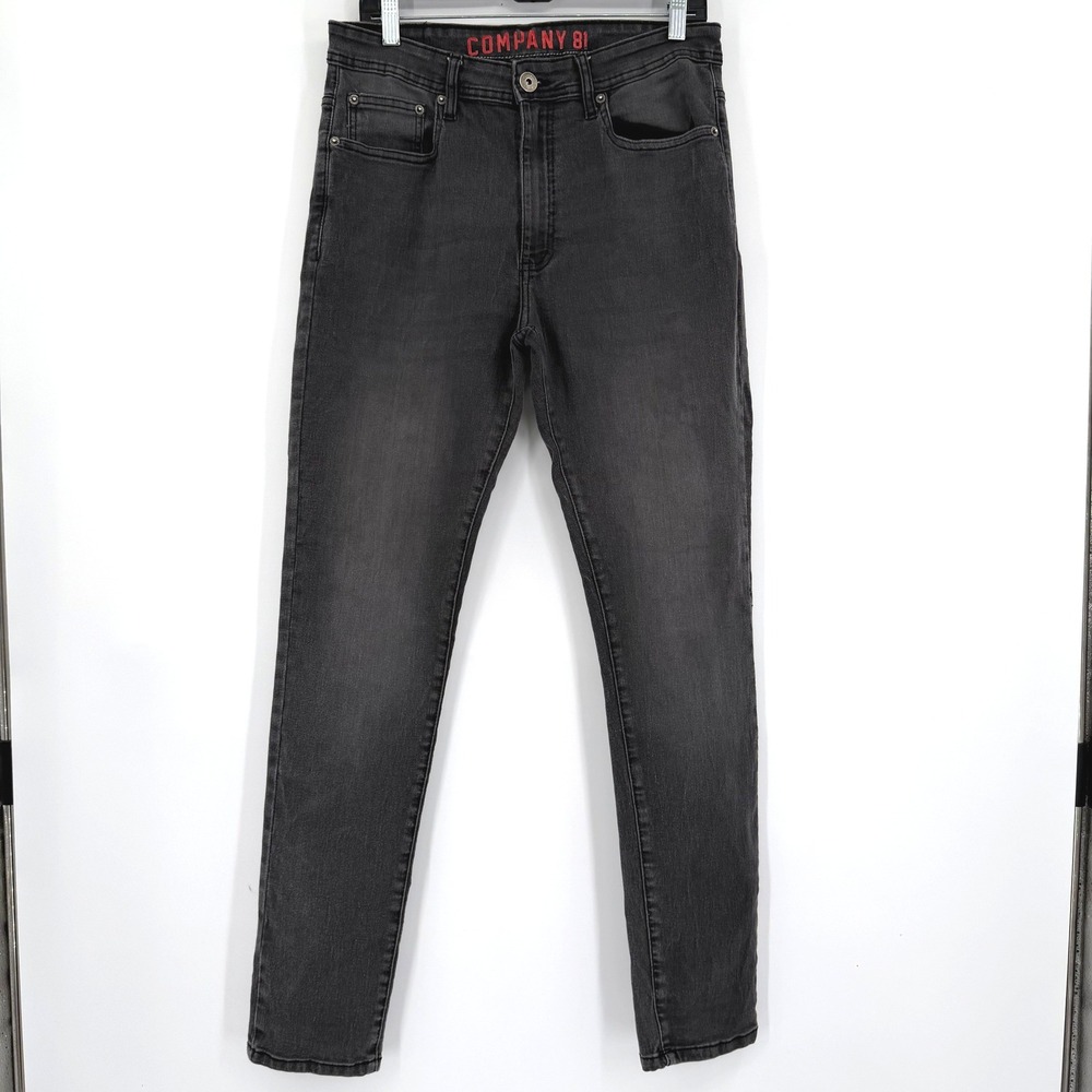 Company 81 Mens Slim Straight Jeans 34x32 Faded Black Stretch Denim Pants